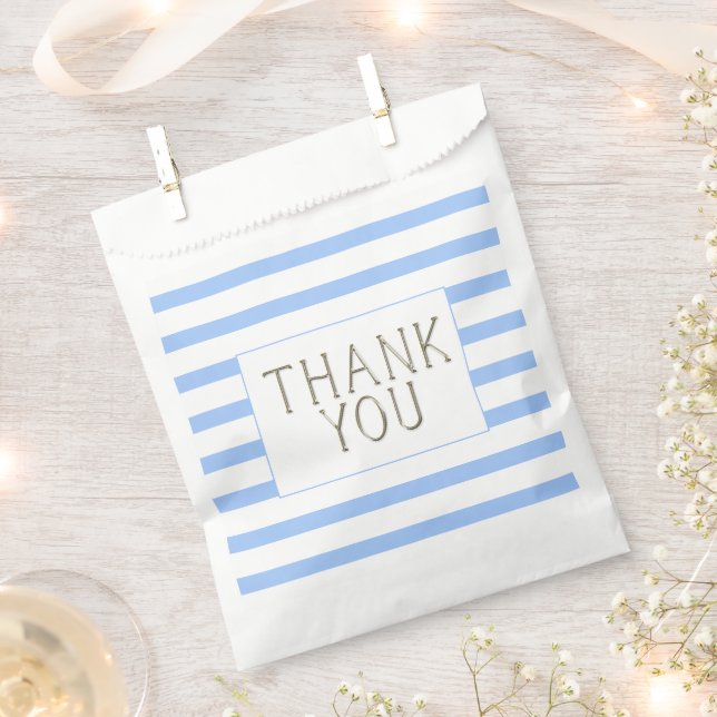 Simple Blue Striped Baby Boy Thank You    Favor Bag (Clipped)