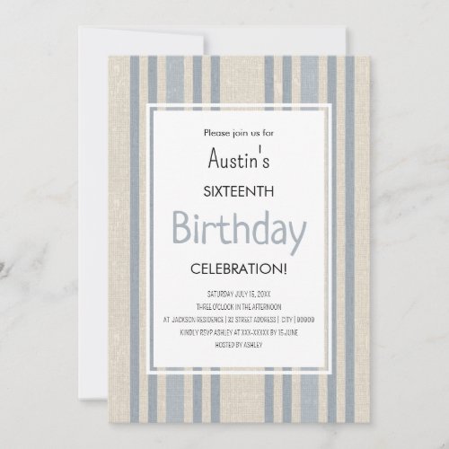 Simple Blue Striped Birthday