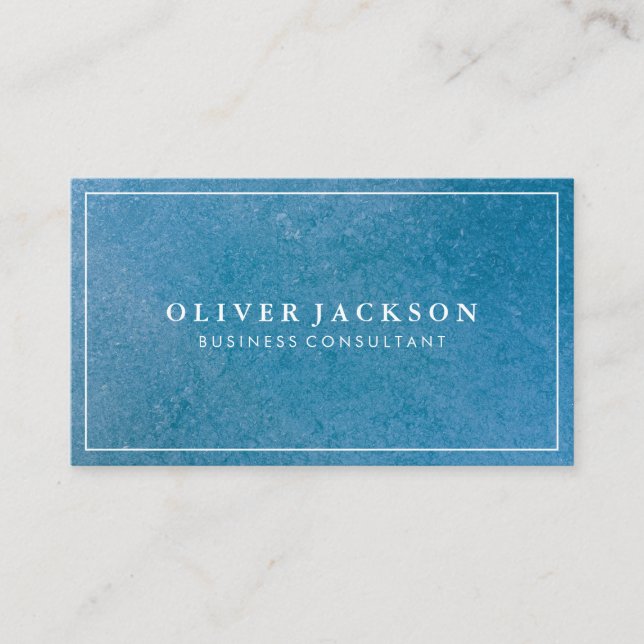 Simple Blue Texture with White Border Minimalist Business Card (Front)