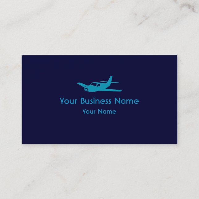 Simple blue theme airplane custom business cards (Front)