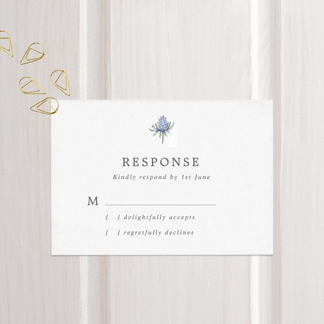 Simple Blue Thistle Wedding RSVP Card (Creator Uploaded)