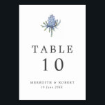 Simple Blue Thistle Wedding  Table Number<br><div class="desc">Simple Blue Watercolor Thistle Wedding Table Number. Personalize with your names and wedding date.</div>