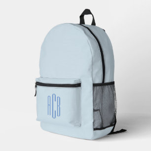 Simple Blue Three Letter Monogram Printed Backpack