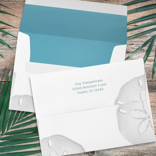 Simple Blue Turquoise Beach Sand Dollar  Envelope