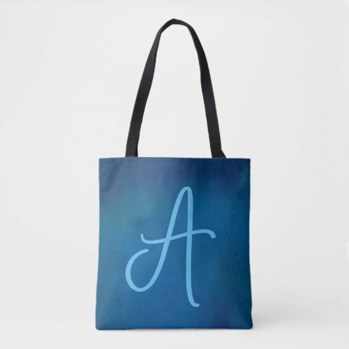 Simple Blue Typography Initial Tote Bag