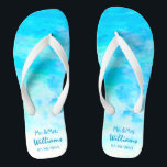 Simple Blue Unisex Bride Groom Sandals Wedding<br><div class="desc">This simple yet stylish pair of gradient blue flip flops perfect for bride and groom to wear in wedding day, bachelor/bachelorette party, honeymoon or other celebration. ♥Customize it with your wording by using the template fields. ♥ If you want to change the font style, color or text placement, simply click...</div>