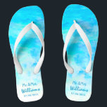 Simple Blue Unisex Bride Groom Sandals Wedding<br><div class="desc">This simple yet stylish pair of gradient blue flip flops perfect for bride and groom to wear in wedding day, bachelor/bachelorette party, honeymoon or other celebration. ♥Customize it with your wording by using the template fields. ♥ If you want to change the font style, color or text placement, simply click...</div>