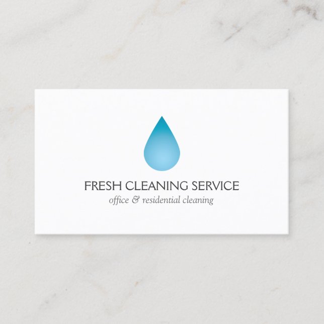 Simple Blue Water Drop Cleaning, Pressure Washing Business Card (Front)