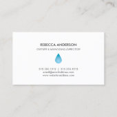 Simple Blue Water Drop Cleaning, Pressure Washing Business Card (Back)