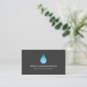 Simple Blue Water Drop Cleaning, Pressure Washing Business Card (Standing Front)