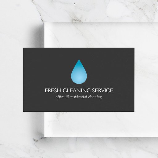 Customizable Blue Water Drop Cleaning Service Business Card