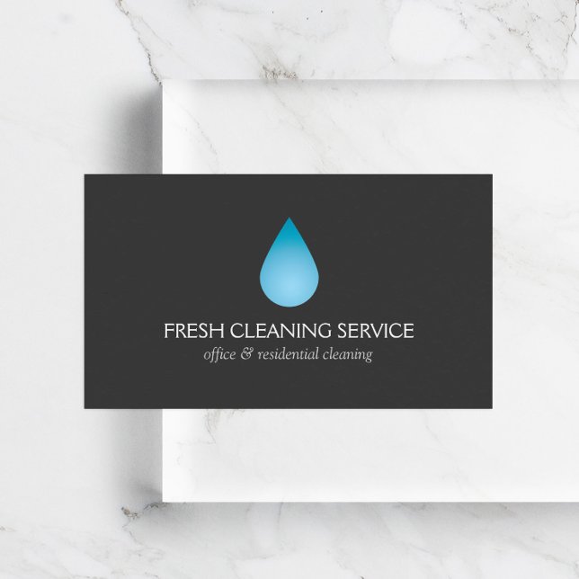 Simple Blue Water Drop Cleaning, Pressure Washing Business Card
