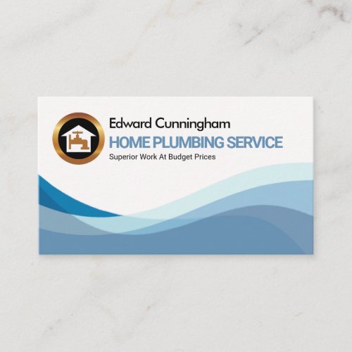 Simple Blue Water Waves Plumbing Service Business Card