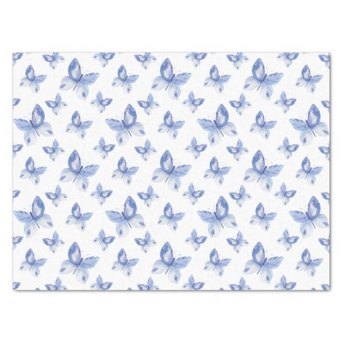 Simple Blue Watercolor Butterfly Pattern Tissue Paper