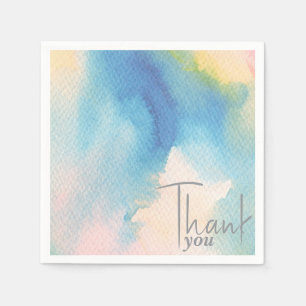 Simple Blue Watercolor Gradient Thank You Napkins