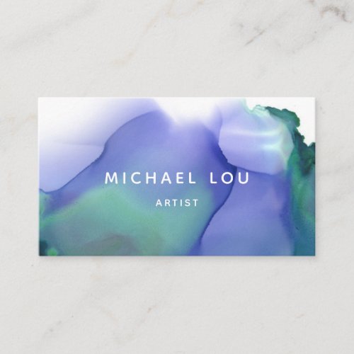 Simple Blue Watercolor Trendy Modern Business Card