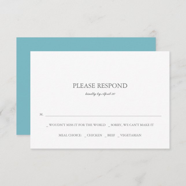 Simple Blue Wedding RSVP Cards (Front/Back)