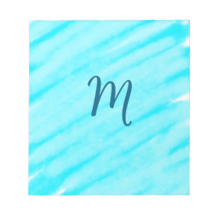 simple blue whi watercolor lines add your monogram notepad