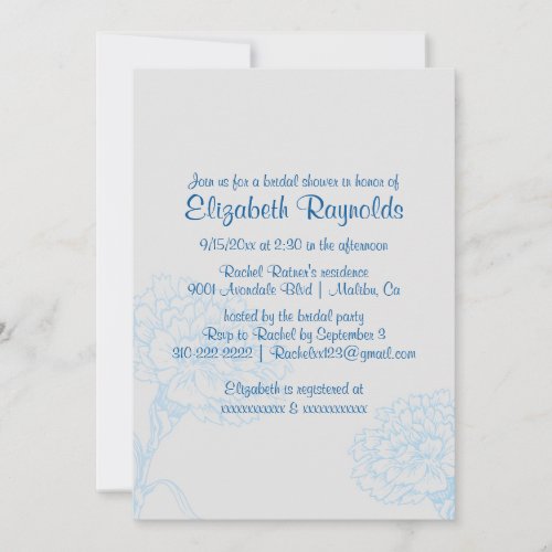 Simple Blue &amp; White Bridal Shower Invitations