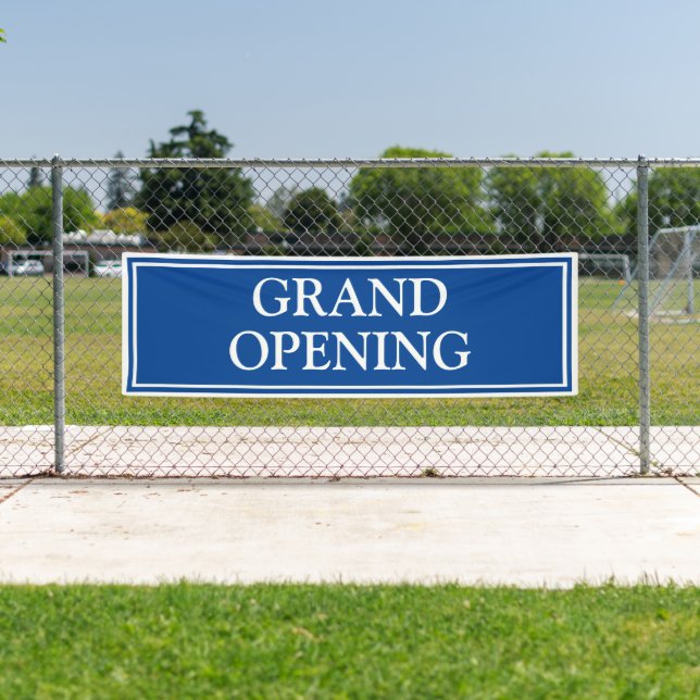 Simple Blue White Framed Business Grand Opening Banner (Insitu)