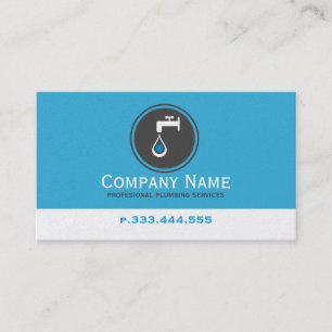 Simple Blue White & Gray Plumbing Services Business Card