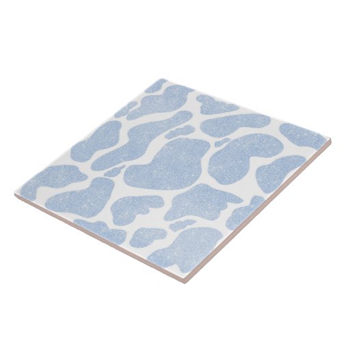 Simple Blue White Large Cow Spots Animal Pattern Ceramic Tile