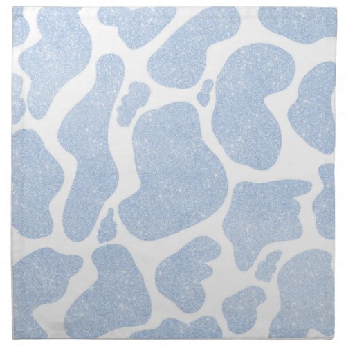 Simple Blue White Large Cow Spots Animal Pattern Cloth Napkin