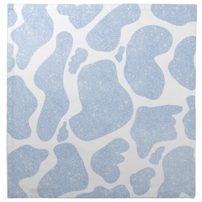 Simple Blue White Large Cow Spots Animal Pattern Cloth Napkin (Front)