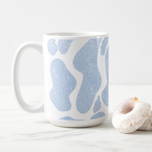 Simple Blue White Large Cow Spots Animal Pattern Coffee Mug