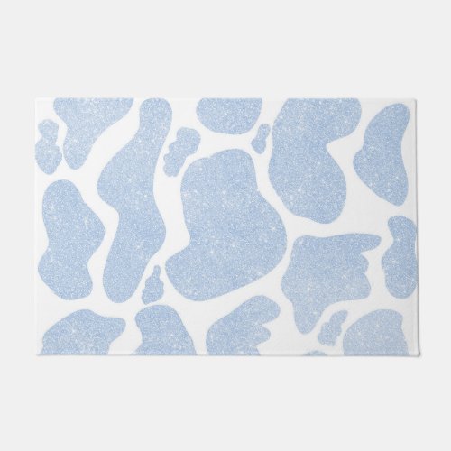 Simple Blue White Large Cow Spots Animal Pattern Doormat