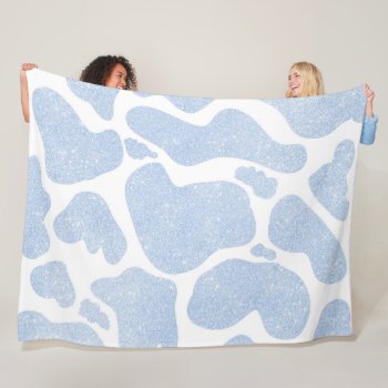Simple Blue White Large Cow Spots Animal Pattern Fleece Blanket by InovArtS at Zazzle