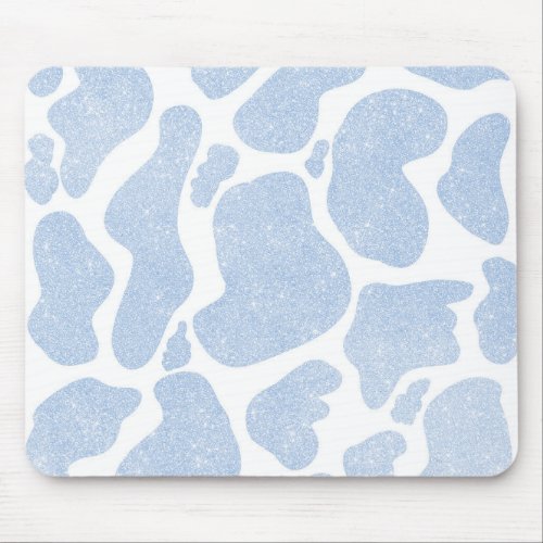 Simple Blue White Large Cow Spots Animal Pattern Mouse Pad