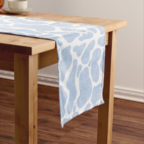 Simple Blue White Large Cow Spots Animal Pattern Short Table Runner