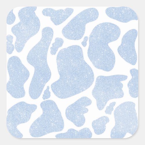 Simple Blue White Large Cow Spots Animal Pattern Square Sticker