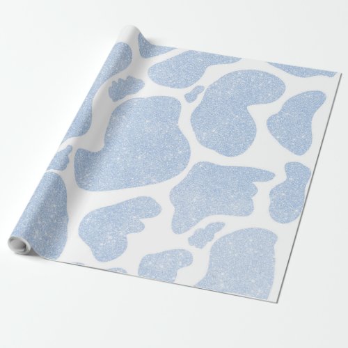 Simple Blue White Large Cow Spots Animal Pattern Wrapping Paper