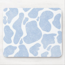 Simple Blue White Large Cow Spots Animal Print Mouse Pad