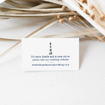 Simple Blue White Lighthouse Wedding Enclosure Card