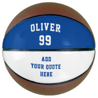 Simple Blue White Name Number Quote Basketball