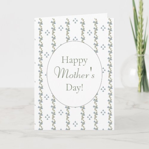 Simple Blue  White Painted Happy Mothers Day Card