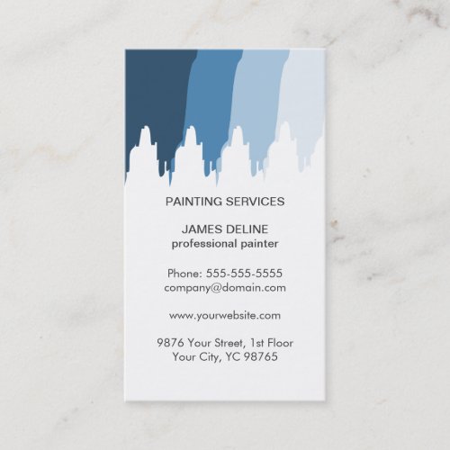 Simple Blue White Professional Painter Business Card