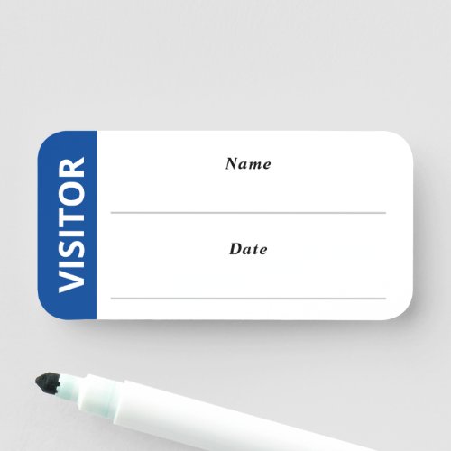 Simple Blue White Visitor Guest Badge