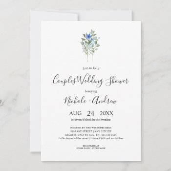 Simple Blue Wildflower Couples Wedding Shower Invitation by lemontreeweddings at Zazzle