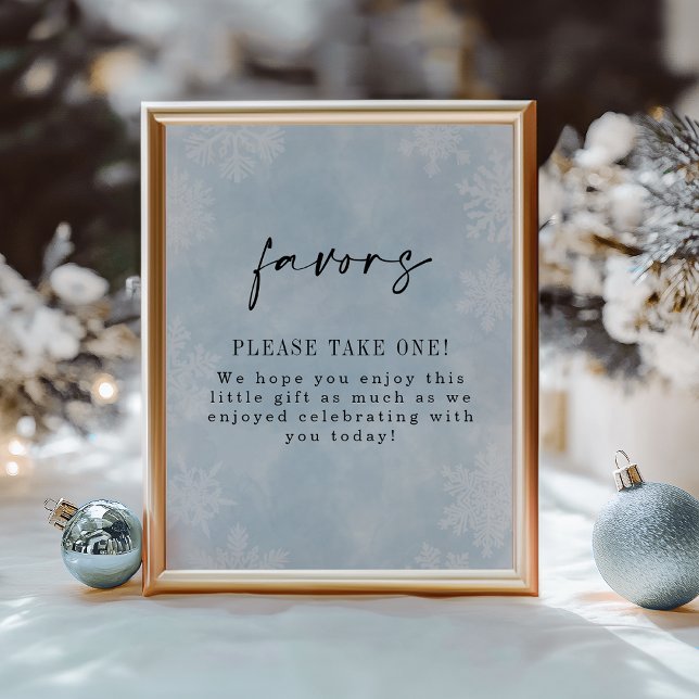 Simple Blue Winter Snowflakes Shower Favor Poster (Creator Uploaded)