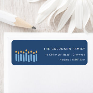 Simple Blue Yellow Candles Hanukkah Address Label