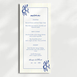 Simple Blue & Yellow Doodle Lemons Wedding Menu