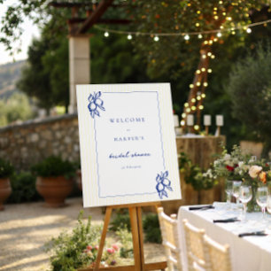 Simple Blue & Yellow Lemons Bridal Showers Welcome Foam Board