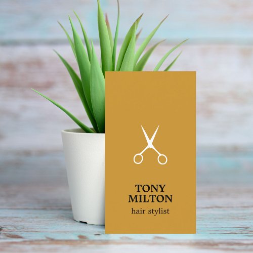 Simple Blue Yellow White Scissors Hair Stylist  Business Card