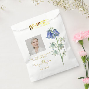 Simple Bluebell Photo Funeral Seed Favor Bag