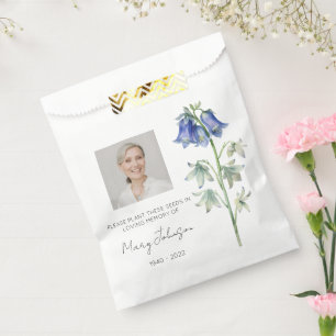 Simple Bluebell Photo Funeral Seed Favor Bag