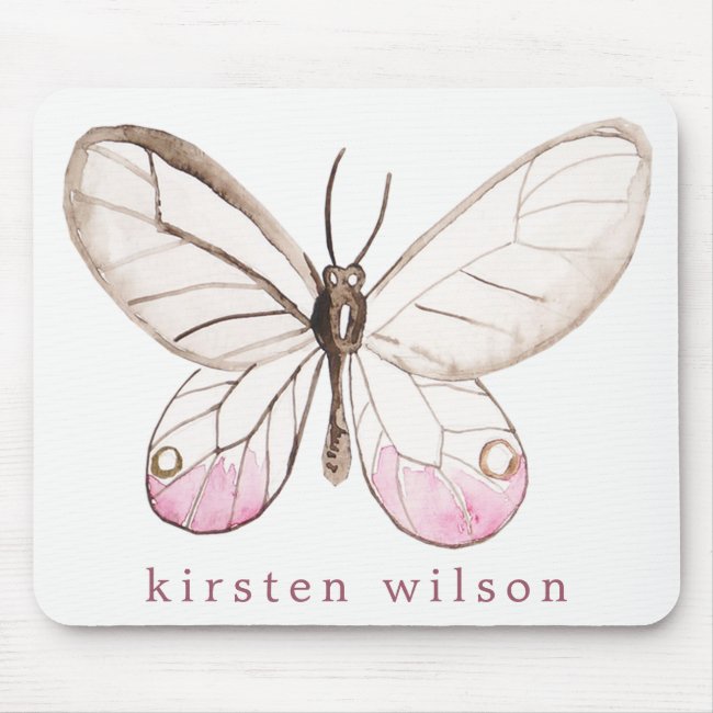 Simple Blush Butterfly Personalized Mousepad